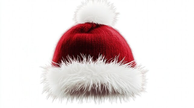 recommend clip art: A crisp and clear PNG illustration of a red Christmas hat adorned with a white fluffy band and pom-pom.
