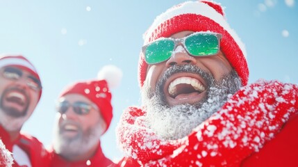 Joyful Tailgating Celebration with Friends in Team Scarves and Hats