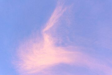 Beautiful pink clouds on blue sky in summer travel