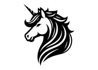 Unicorn Horse Head Silhouette Vector Illustration