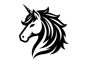 Unicorn Horse Head Silhouette Vector Illustration