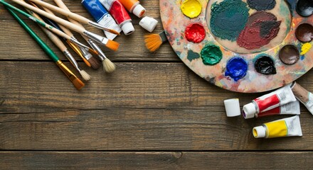 Colorful Art Supplies Spread for Art Class