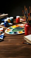 Colorful Art Supplies Spread for Art Class