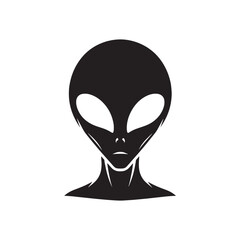 Classic Grey Alien - Minimalist Silhouette of Alien - Vector of Alien - Alien Illustration.