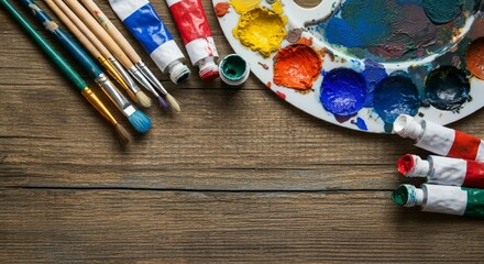 Colorful Art Supplies Spread for Art Class