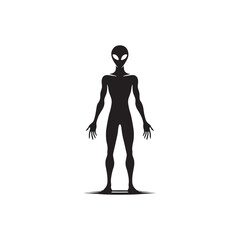 Classic Grey Alien - Minimalist Silhouette of Alien - Vector of Alien - Alien Illustration.