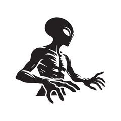 Classic Grey Alien - Minimalist Silhouette of Alien - Vector of Alien - Alien Illustration.