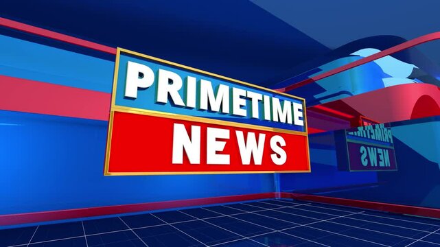 Primetime News 3D background with red and blue abstract 