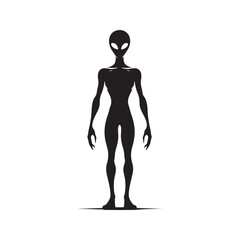 Classic Grey Alien - Minimalist Silhouette of Alien - Vector of Alien - Alien Illustration.