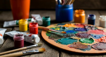Colorful Art Supplies Spread for Art Class