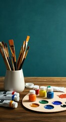 Colorful Art Supplies Spread for Art Class