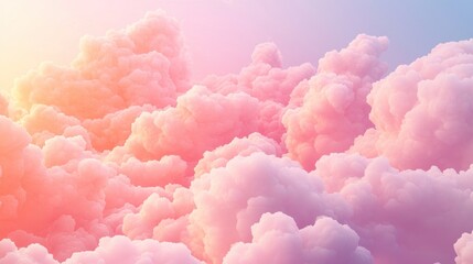 Obraz premium Dreamy Pink Cloudscape Soft Pastel Sky Background