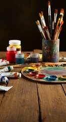 Colorful Art Supplies Spread for Art Class