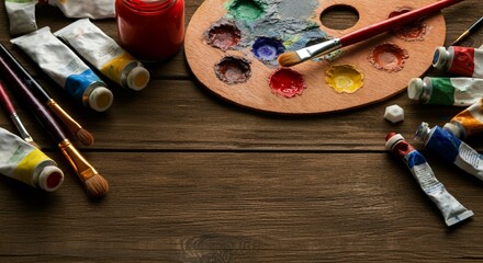 Colorful Art Supplies Spread for Art Class