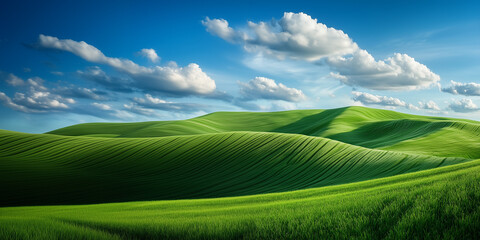 Obraz premium green field and blue sky