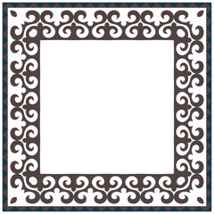 Kazakh national ornament. Vector ethnic Kazakh carpet ornament in patch style. Asian floral abstract element of the national pattern. Ancient Turkic ornaments. For embroidery, textile and print design
