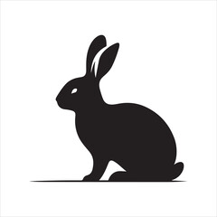 Obraz premium Black side silhouette of a rabbit isolated on white background. Vector illustration