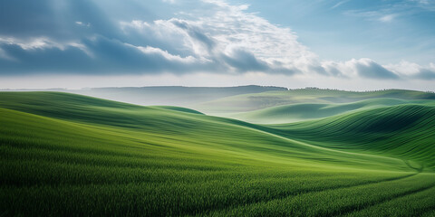 Obraz premium green field and blue sky