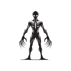 Alien Silhouette - Minimalist Alien Vector - Illustration of Alien.