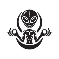 Alien Silhouette - Minimalist Alien Vector - Illustration of Alien.