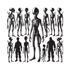 Alien Silhouette - Minimalist Alien Vector - Illustration of Alien.