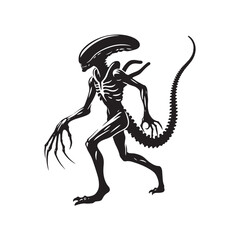 Alien Silhouette - Minimalist Alien Vector - Illustration of Alien.