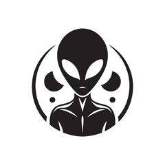 Alien Silhouette - Minimalist Alien Vector - Illustration of Alien.
