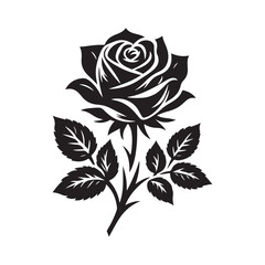 Rose flower silhouette vector flat illustration.