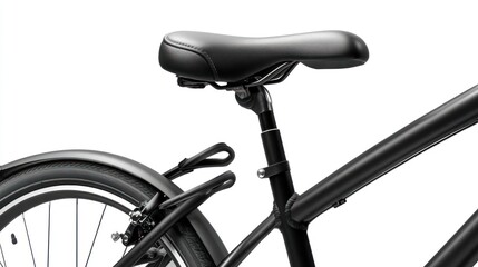 A close-up of a bicycle seat and frame, showcasing design and functionality.