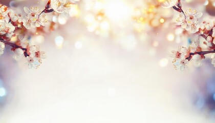 Elegant Spring Blossom Background for Easter, Mother's Day, and Seasonal Greetings with Radiant Floral Details and Soft Bokeh Lighting. Perfect for Cards, Invitations, or Social Media Designs