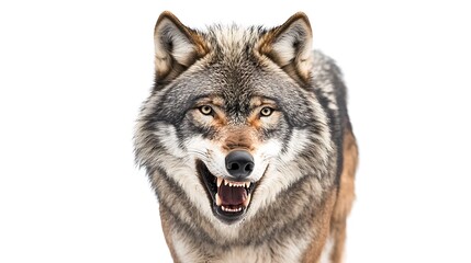 Obraz premium Wolf roaring, isolated on white background