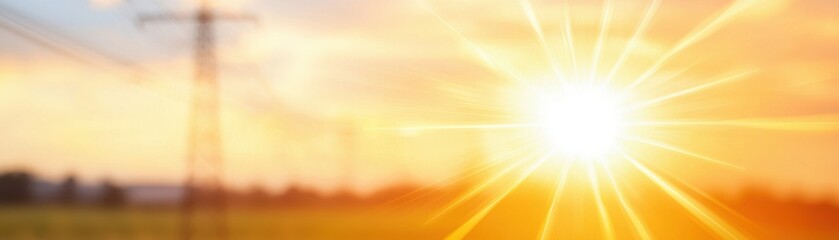 Obraz premium A vibrant sunset casting golden light across serene fields, showcasing nature's beauty and the tranquil power of the environment.