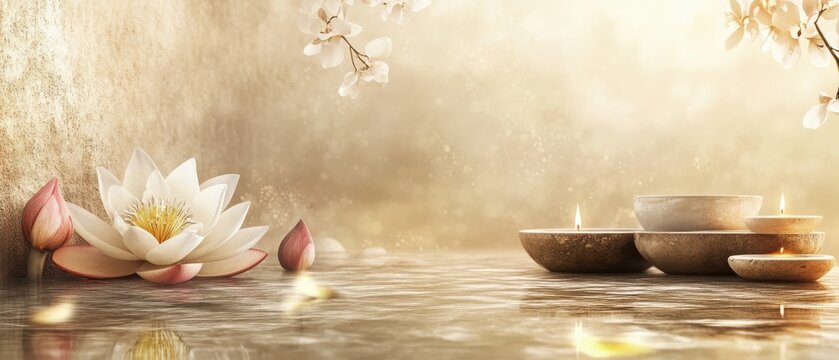 Eastern-inspired beauty salon and spa menu background with calm luxury motifs