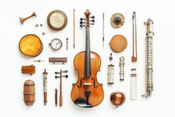Stringed instruments, percussion, and other musical artifacts.