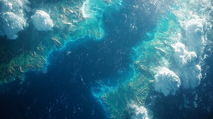 Fototapeta premium Stunning Aerial Earth View Ocean Clouds Coastline High Resolution Image