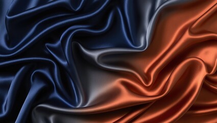 Fototapeta premium Luxury silk fabric with wrinkles noisy background in orange and blue shine shade for web designs, background textures, wedding, fashion themes and concepts. 