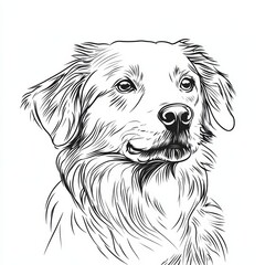 Fototapeta premium Vector illustration consisting of black lines on a clean white background, image of a dog.