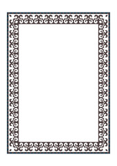 Rectangular Vertical Islamic Asian Kazakh national ornament frame. A4 format. Kazakh pattern frame, border, decorative ornament of the Kazakh, Kyrgyz, Mongol, Tatar, Uzbek, Tajik. For Award, printing