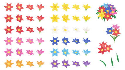 かわいい花のイラスト素材セット