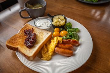 あんトーストの朝食