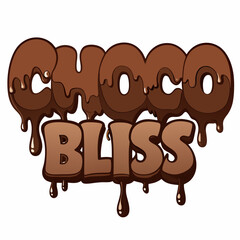 Sticker design of choco bliss, chocolate illustration