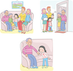 Visiting elders. Visit. Family. Kissing hands during the holiday.