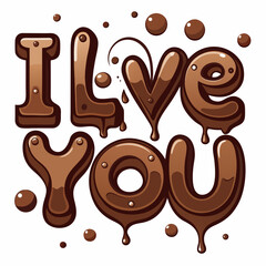 Sticker design of I LOVE U chocolate illustration