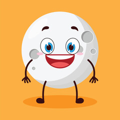 cute happy expression of moon cartoon character