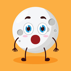 Obraz premium cute shocked expression of moon cartoon character
