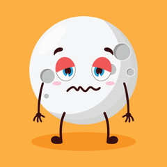 cute nope expression of moon cartoon character
