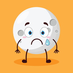 cute nervous expression of moon cartoon character