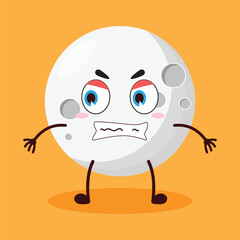 cute angry expression of moon cartoon character