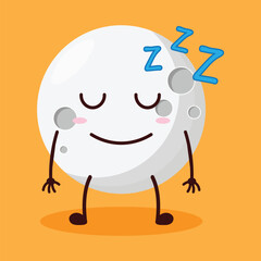cute sleep expression of moon cartoon character
