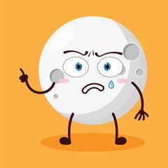 cute weird expression of moon cartoon character